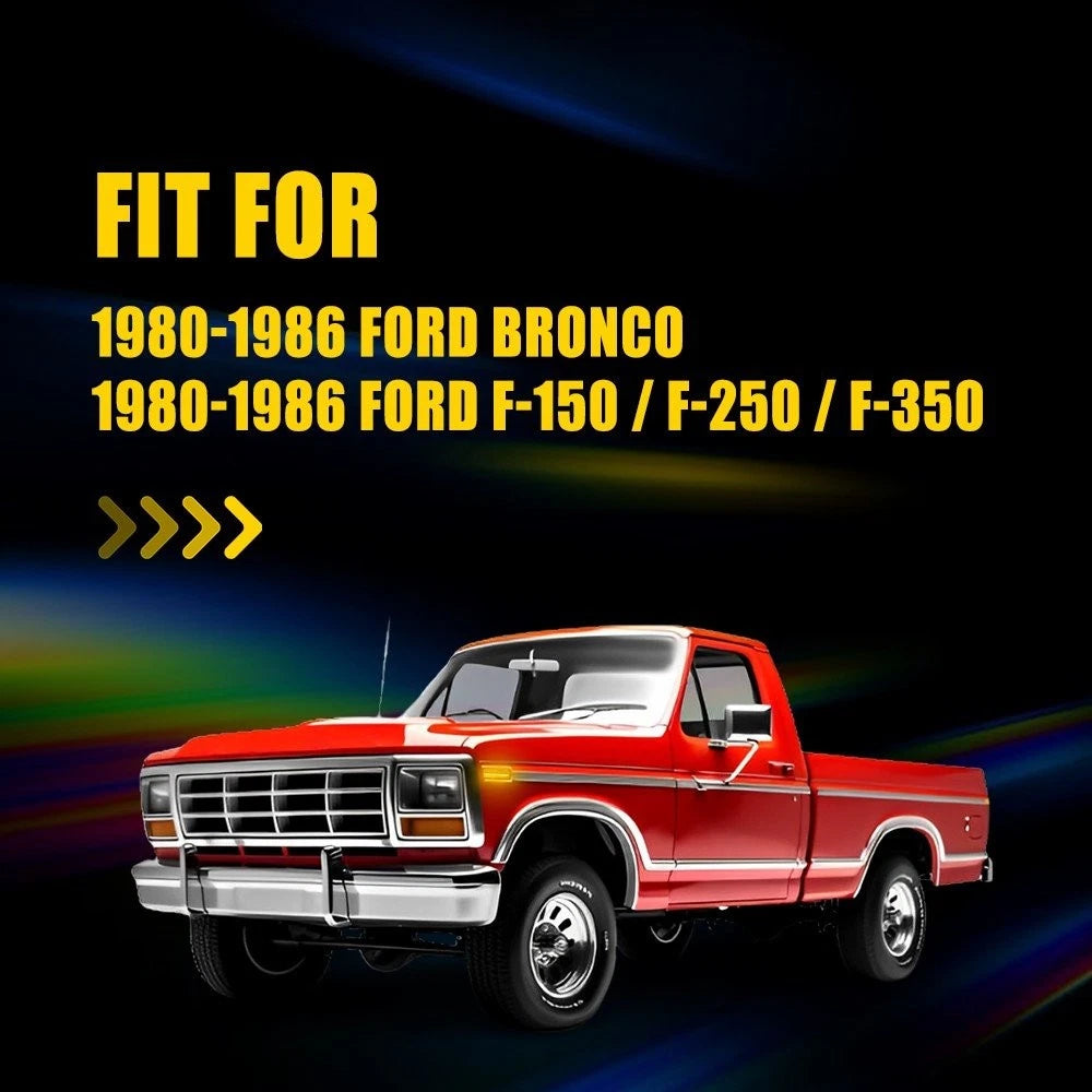 Set of 2 Front Amber LED Marker Lights for Ford Bronco F150 F250 F350 (1980–1986)