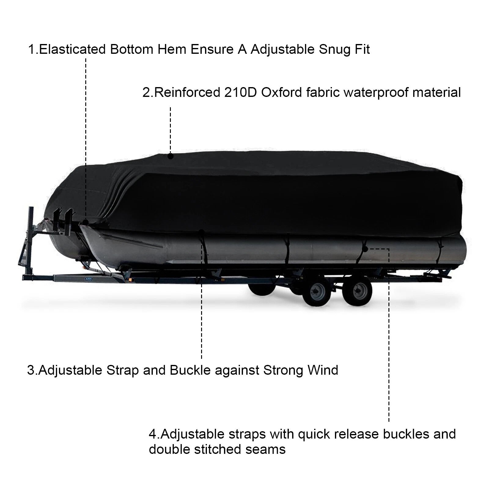 Waterproof Heavy Duty Boat Cover for Pontoon (21-24ft)