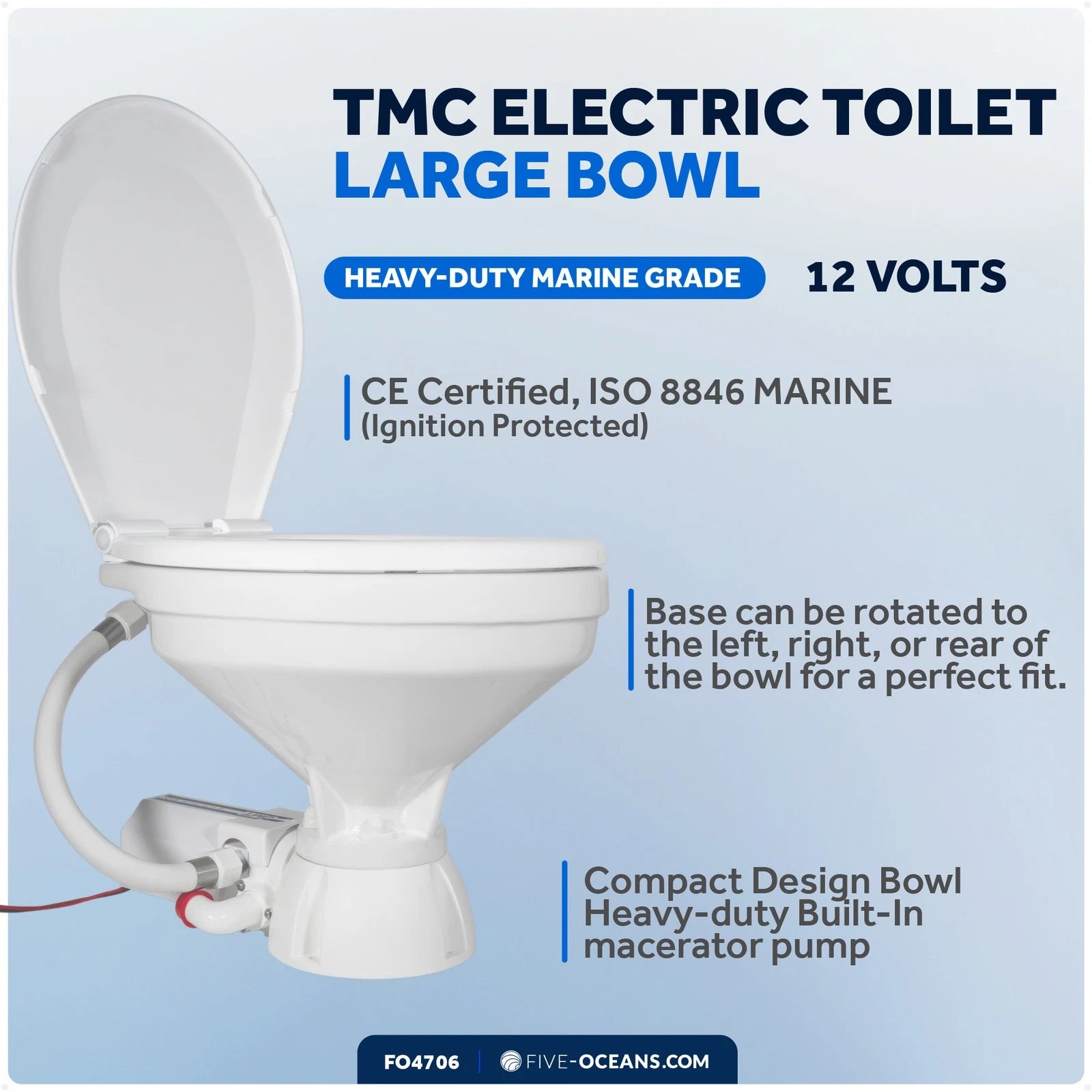 TMC Electric Toilet for Large Bowl 12V (FO4706)