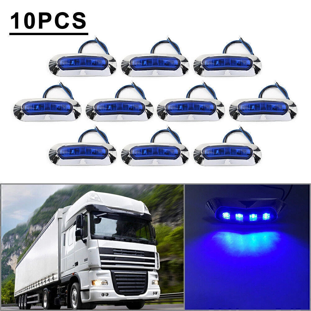 10x Blue LED Side Clearance Marker Light for Car Truck Trailer Pickup (12V 24V)