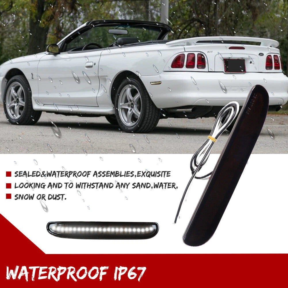 Smoked Lens LED Rear Bumper Side Reflector Lights for Ford Mustang (1994–1998)
