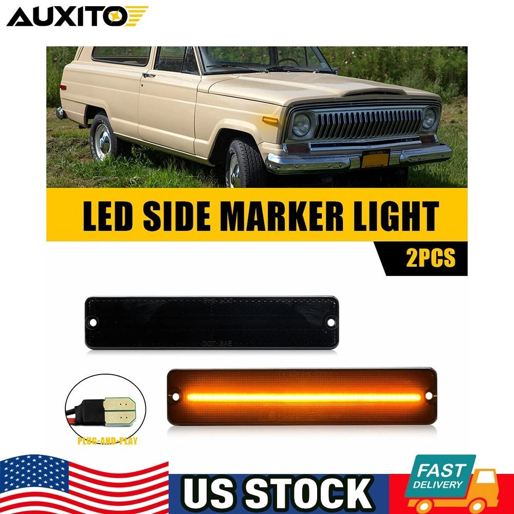 2X Front Side Marker Lights for Jeep CJ5 CJ6 CJ7 CJ8 SJ Wagoneer J10 J20 (1970–1986)