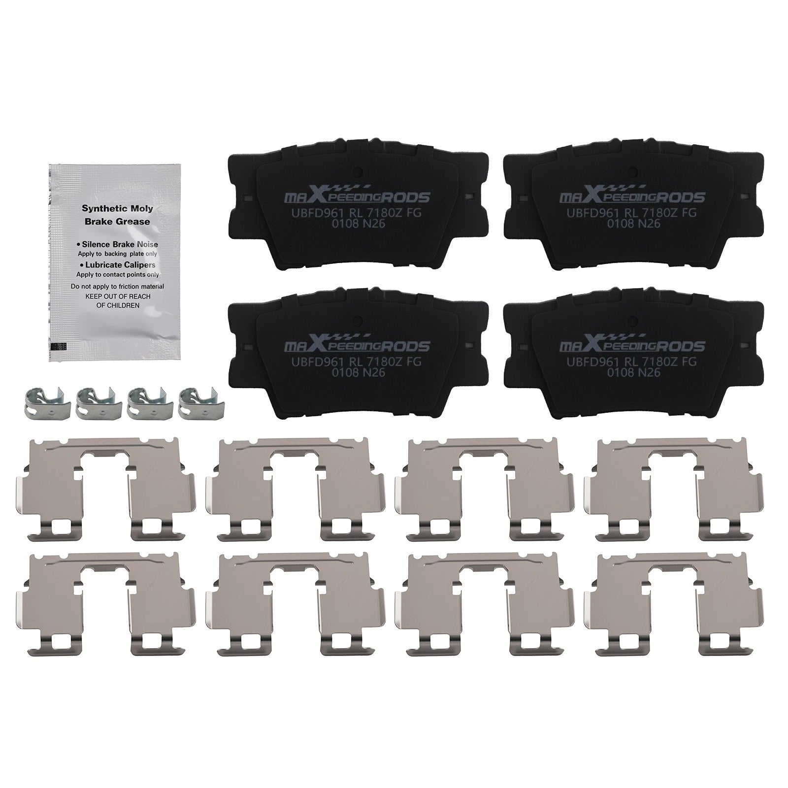 Set of 4 Rear Ceramic Brake Pads for Toyota Avalon (2008–2018), Matrix (2009–2013)