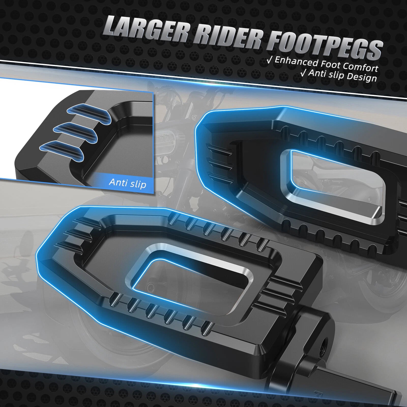 NICECNC Rider Footpegs for Harley Street Bob FXBBS 114 FXBB 107 (2018–2023)