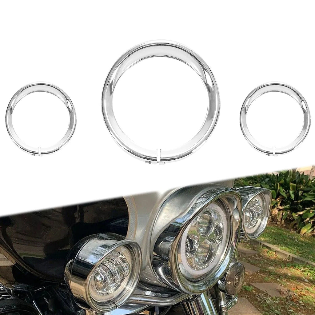 7" Headlight & 4.5" Passing Light Trim Ring Bezel Visor for Harley Touring (1994–Present)