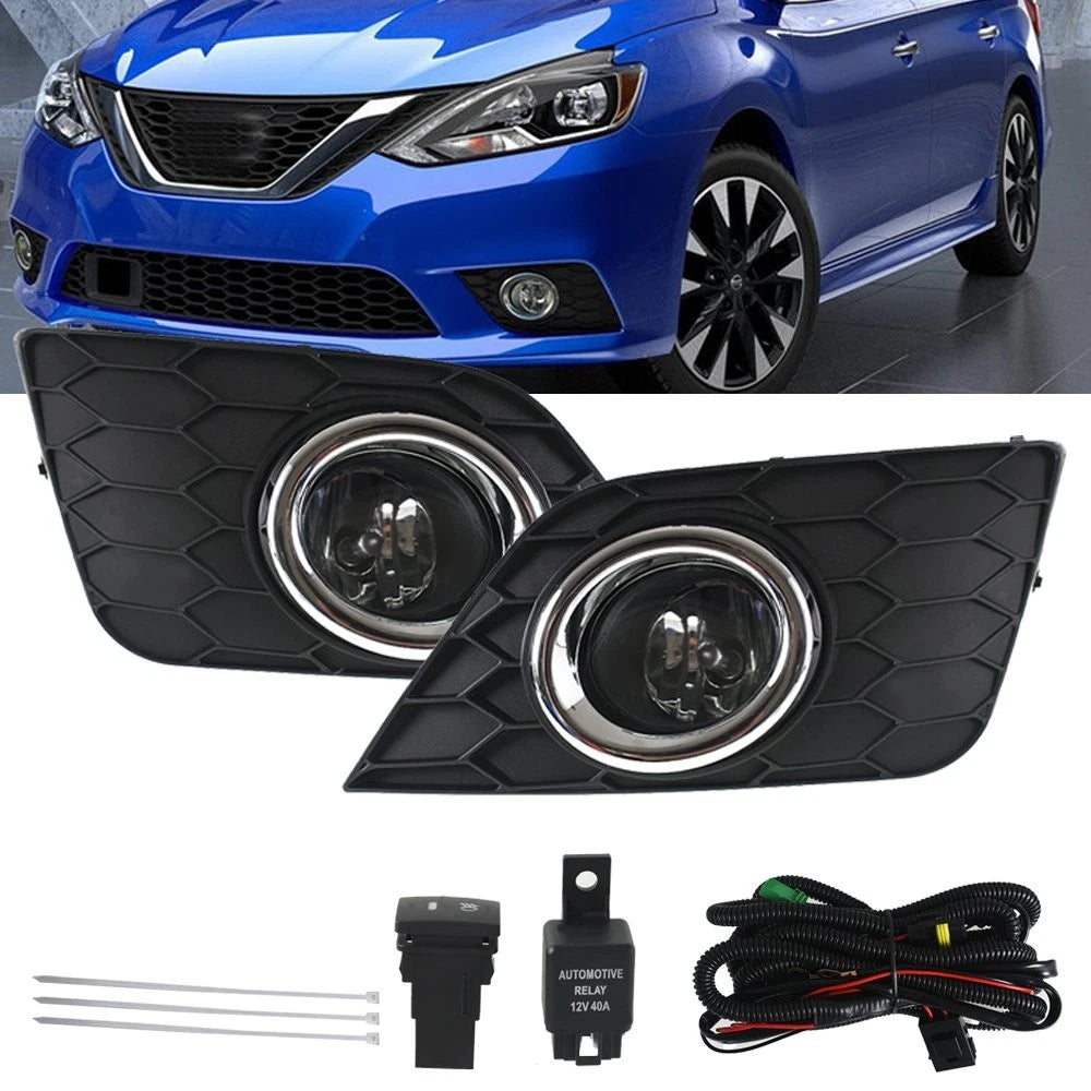 Fog Lights for Nissan Sentra (2016–2019) Clear Lens with Bezel and Switch