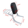 Passenger Backrest Sissy Bar with Luggage Rack for Honda Rebel 250 (1985–2016)