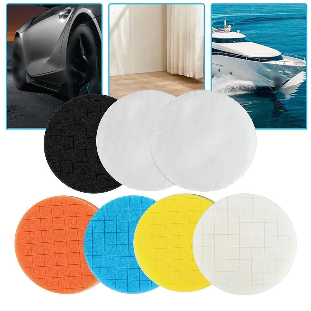 7 Piece Foam and Microfiber Polishing Pads Set for Car Boat Glass Stone