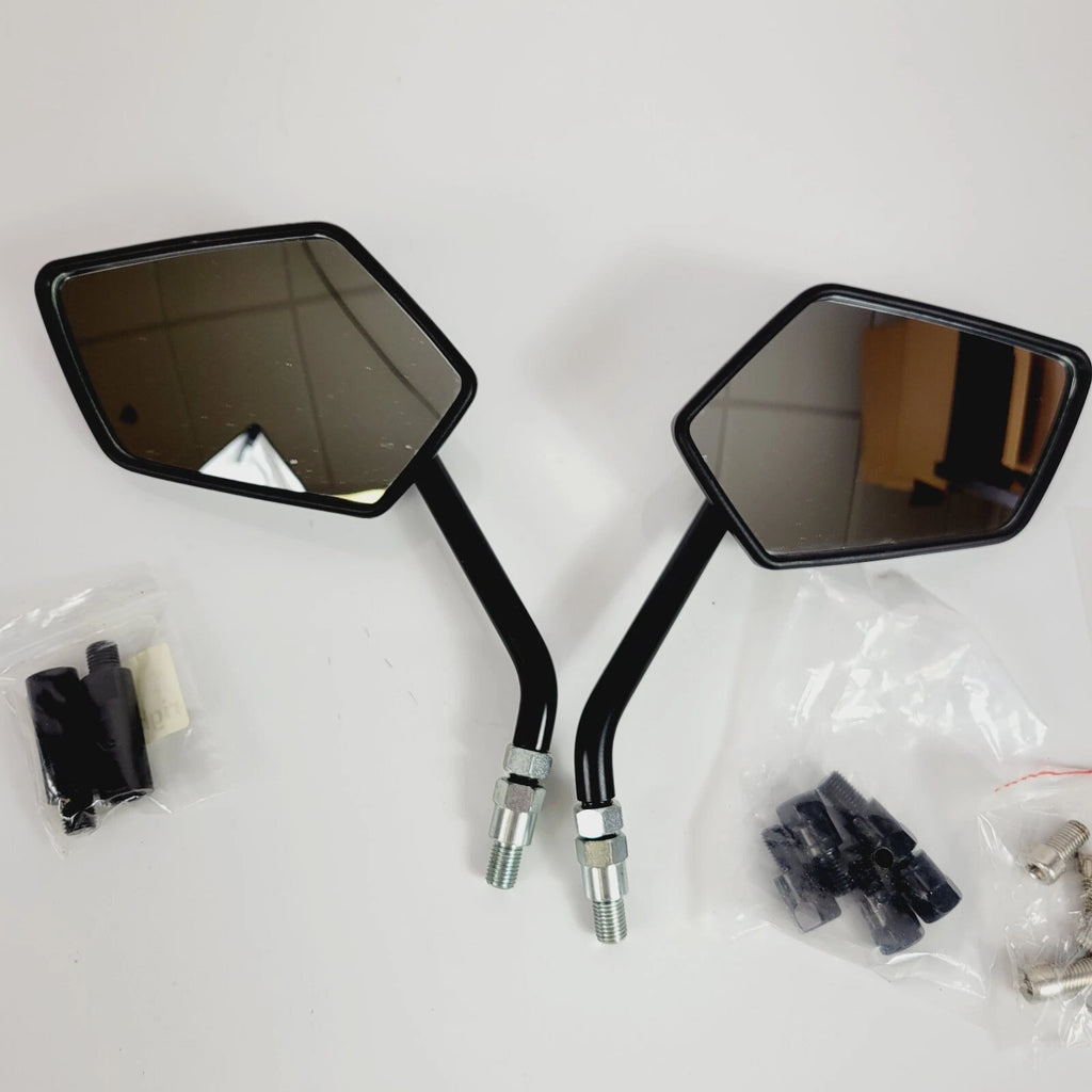 Set of 2 Motorcycle Mirrors for Multi Fit (ZPC808A-2) Black