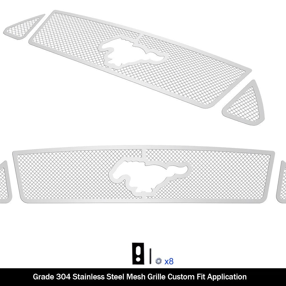 Stainless Chrome Mesh Grille for Ford Mustang V8 GT (2015-2017)