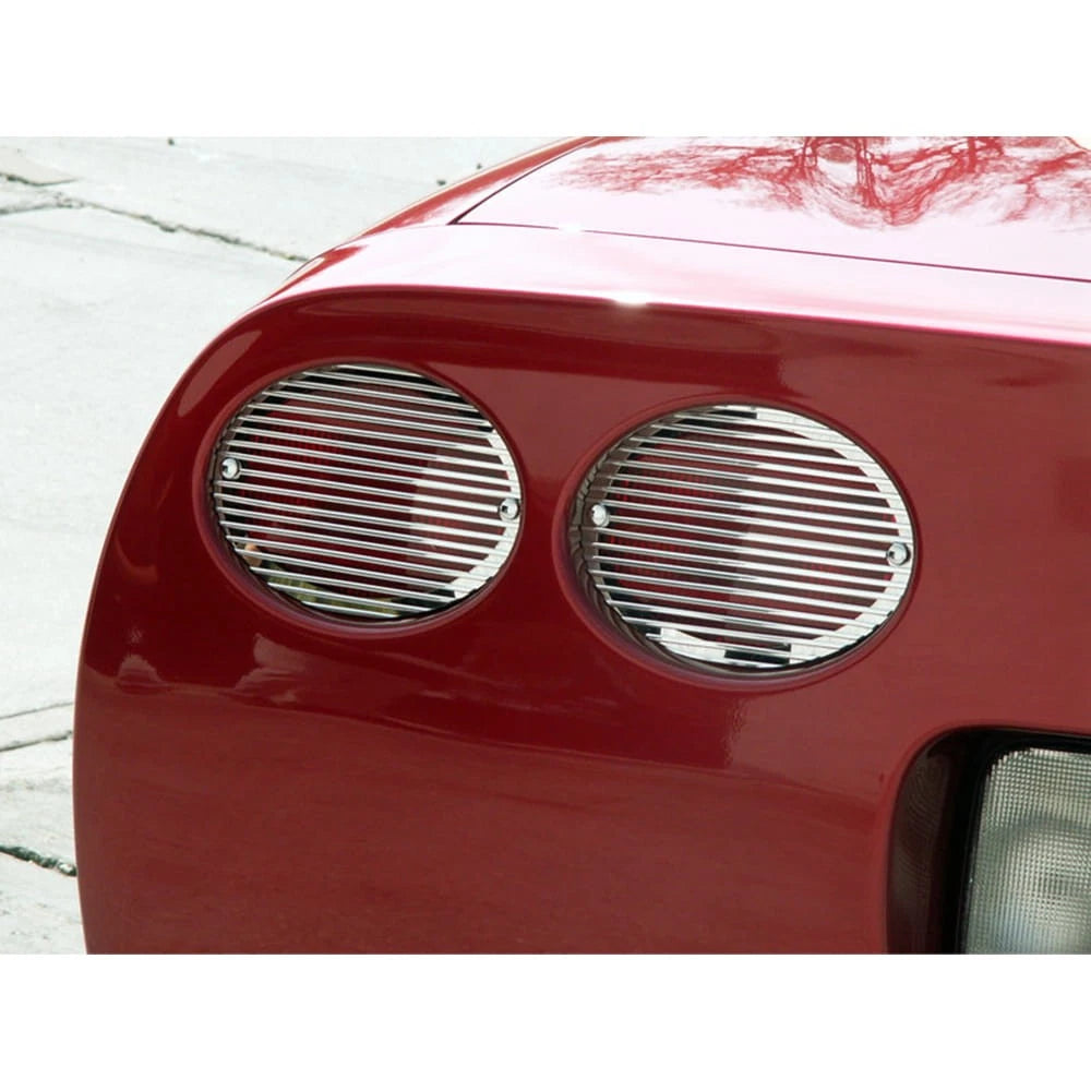 Polished Stainless Steel Billet Style Tail Light Grilles for 1997-2004 Corvette