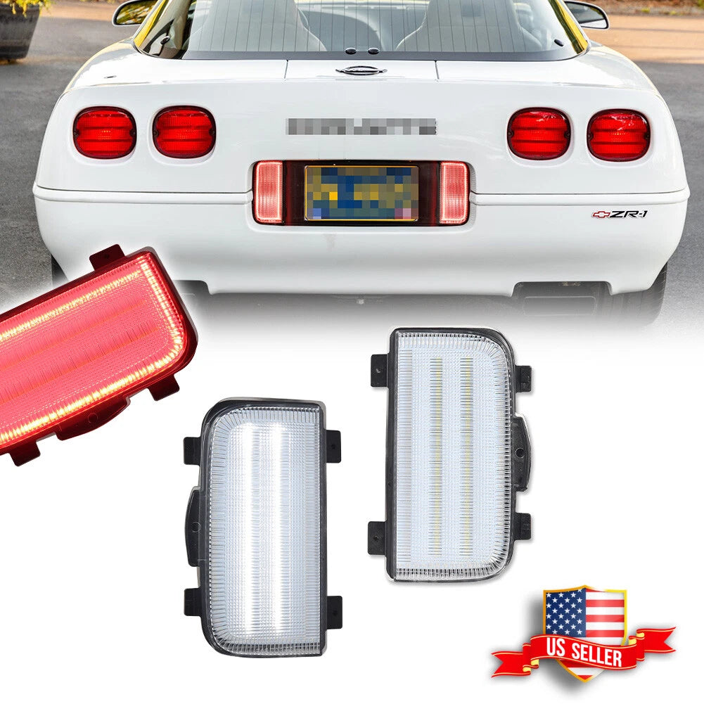 2X Clear White LED Rear Tailgate Reverse Lights for Corvette C4 (1991–1996)
