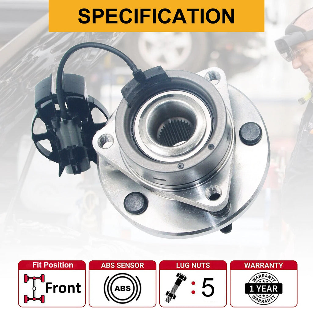 Set of 2 Front Wheel Hub & Bearings Assembly for Saturn Ion (2004–2007)
