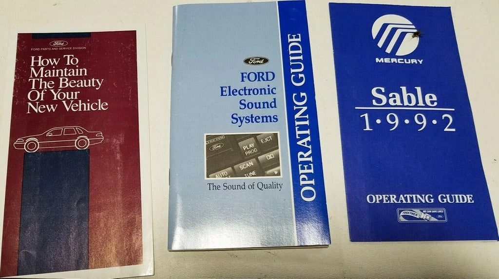 Owners Manual with Case for Mercury Sable (1992)