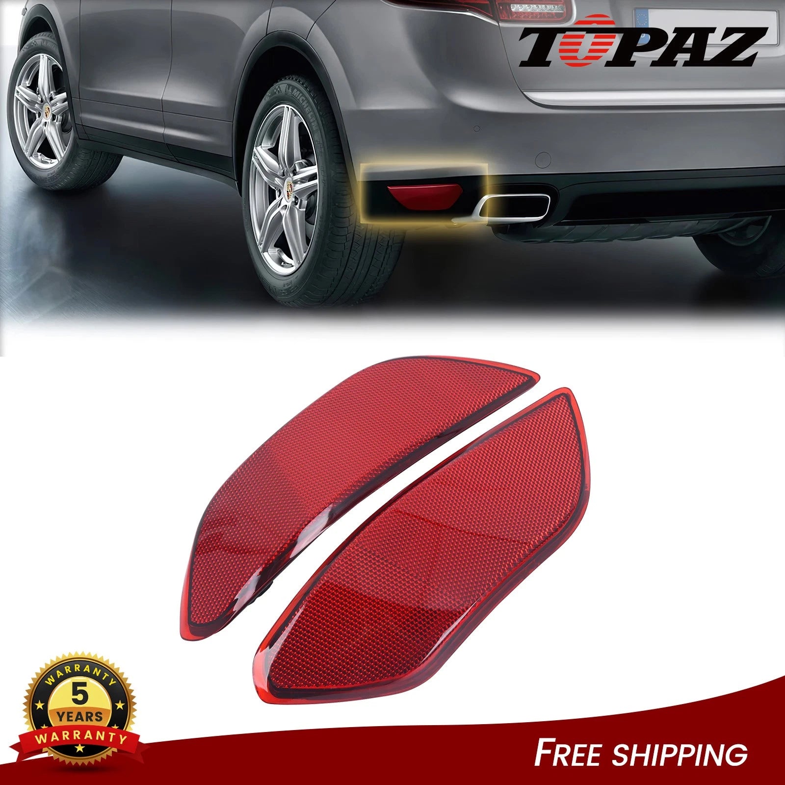 Set of 2 Rear Bumper Reflector Tail Lamps for Porsche Cayenne (2011–2014)