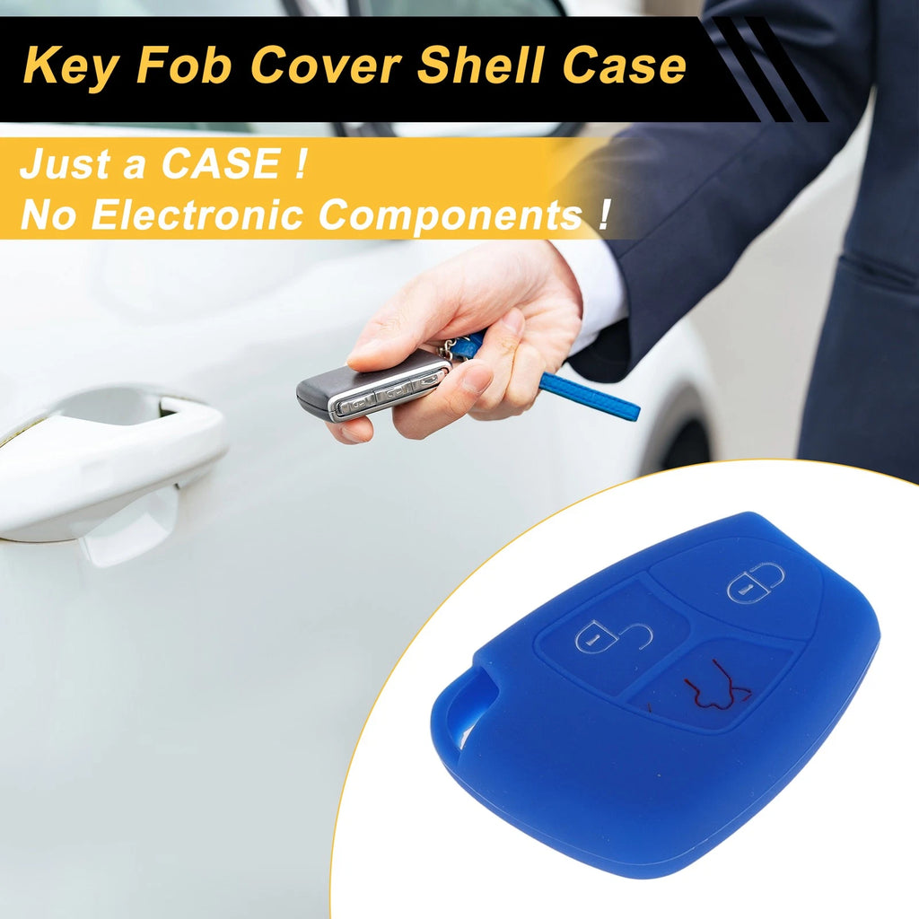 Blue Car Key Case for Mercedes-Benz C-Class (W203, W204, S203) - 3 Buttons