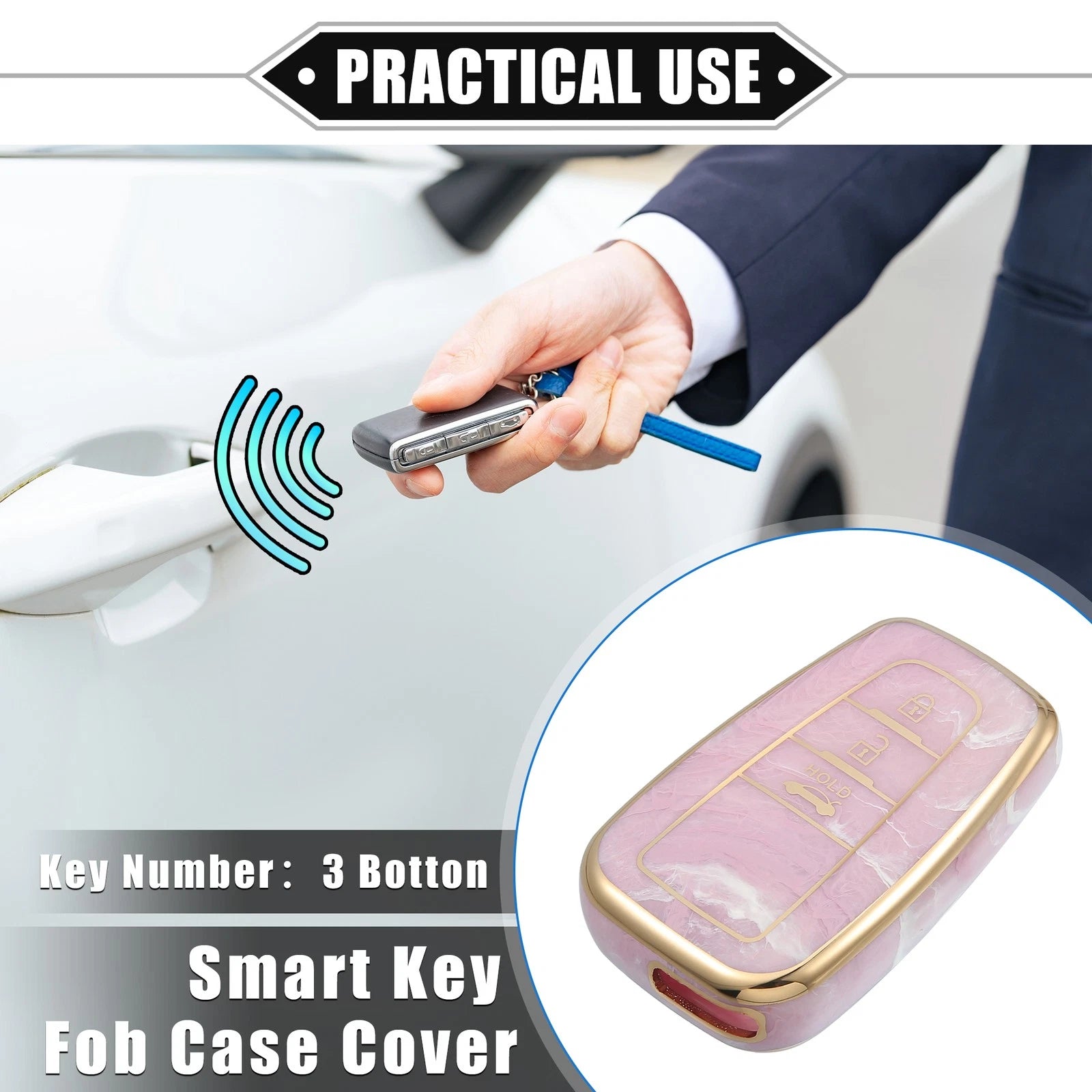 3X Smart Key Fob Cover Case for Toyota Prius (2006–2022) TPU Pink 766549336443