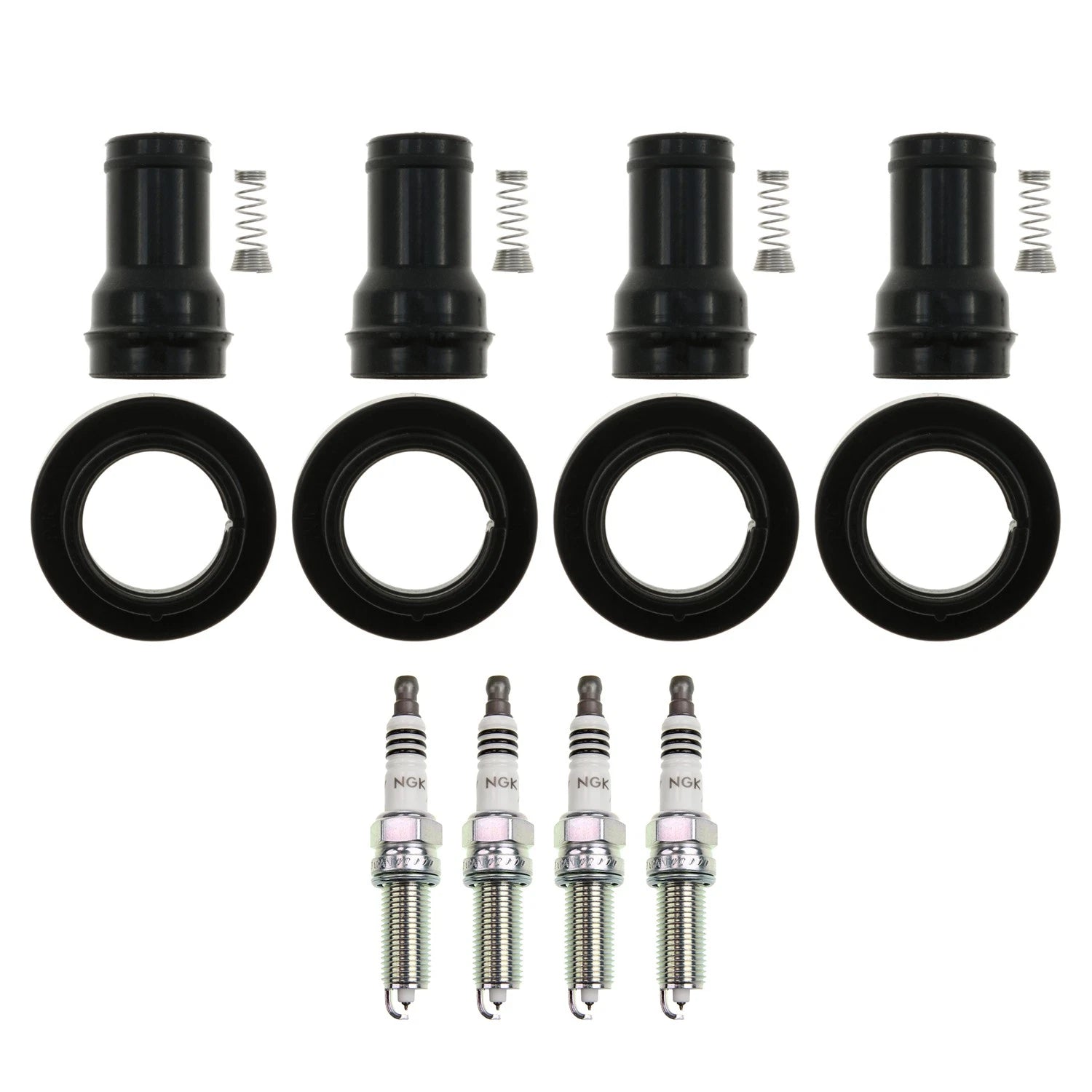 Set of 4 NGK Iridium IX Spark Plugs & Coil Boots for Accent Rio Soul Veloster