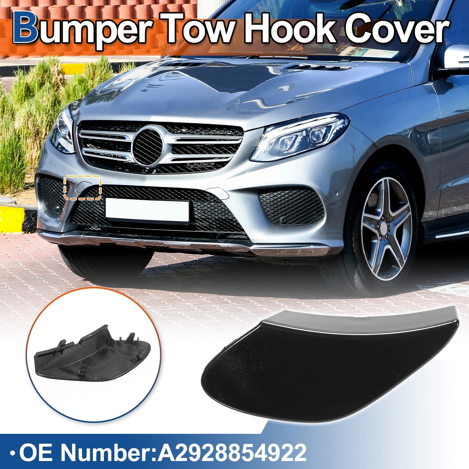 Tow Hook Cover for Mercedes-Benz GLE X166 (2016–2020) No.A2928854922 Black