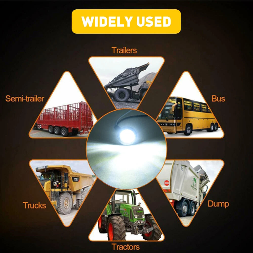 Round Side Marker Lights for Truck Trailer (LED, Waterproof, 3/4")