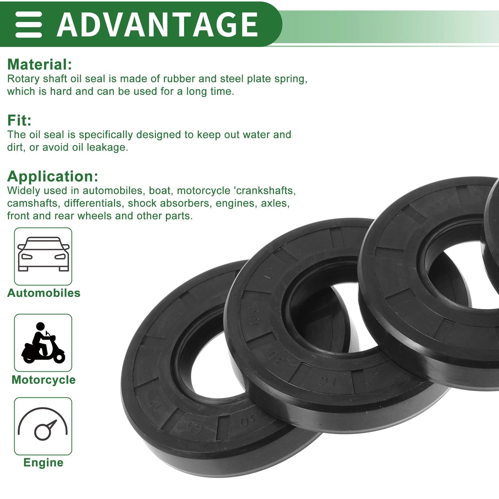 Set of 5 Oil Seal Rotary Shaft Seal NBR Rubber 30x65x12mm