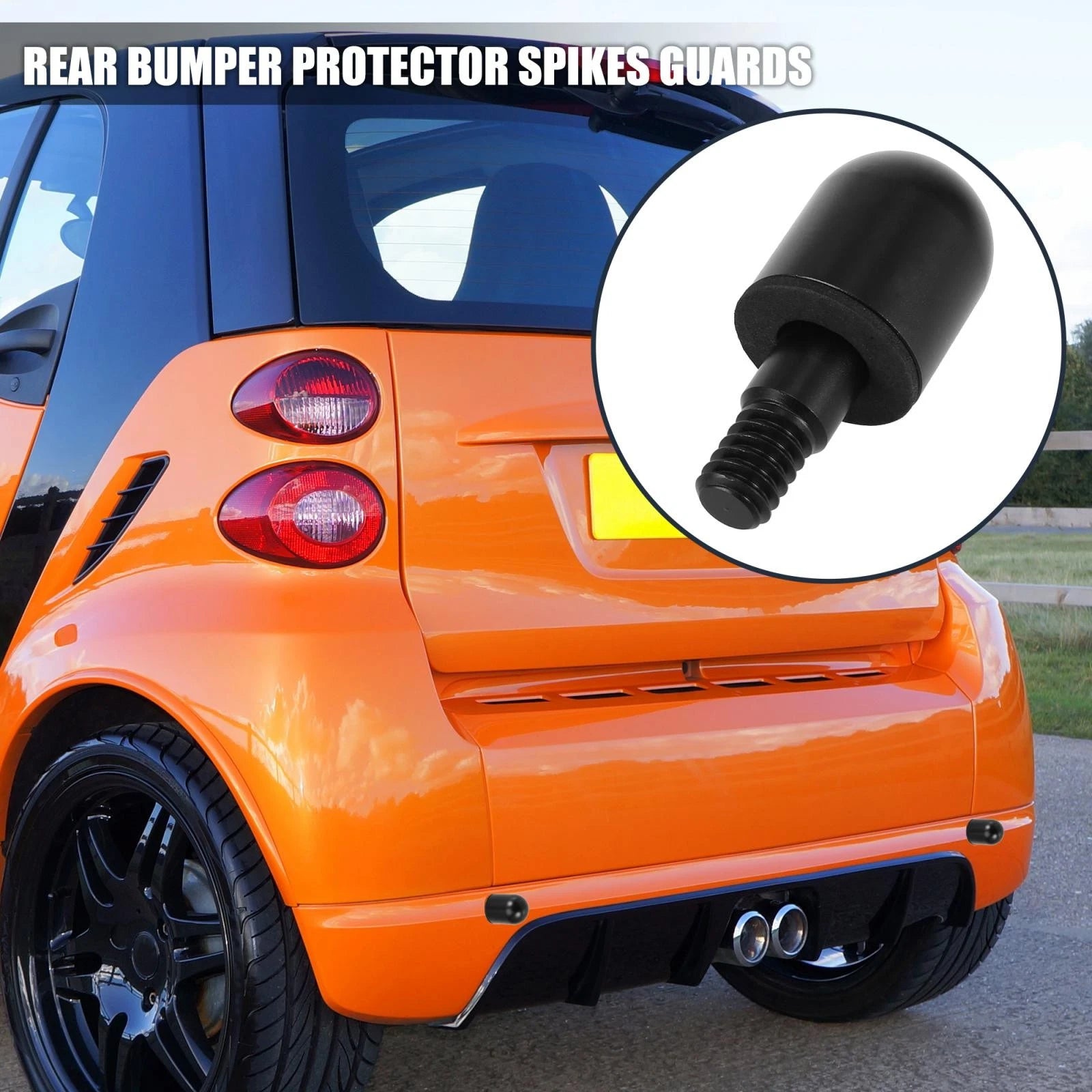 2X Black Rear Bumper Round Guard Protector for Smart Fortwo (2007–2014)