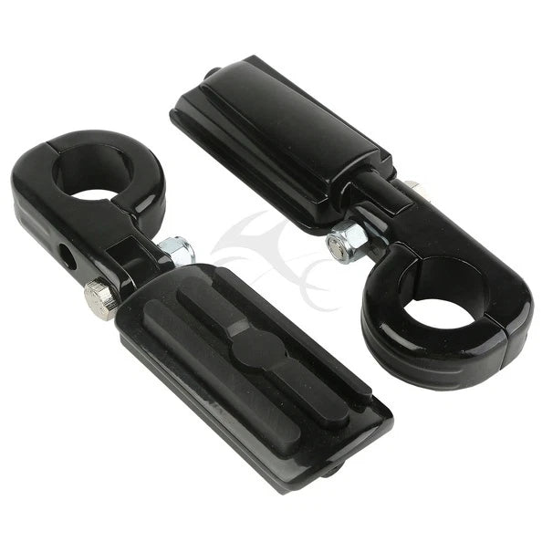 32mm Black Highway Engine Guard Bar Foot Pegs Bracket Clamps for Harley Dyna