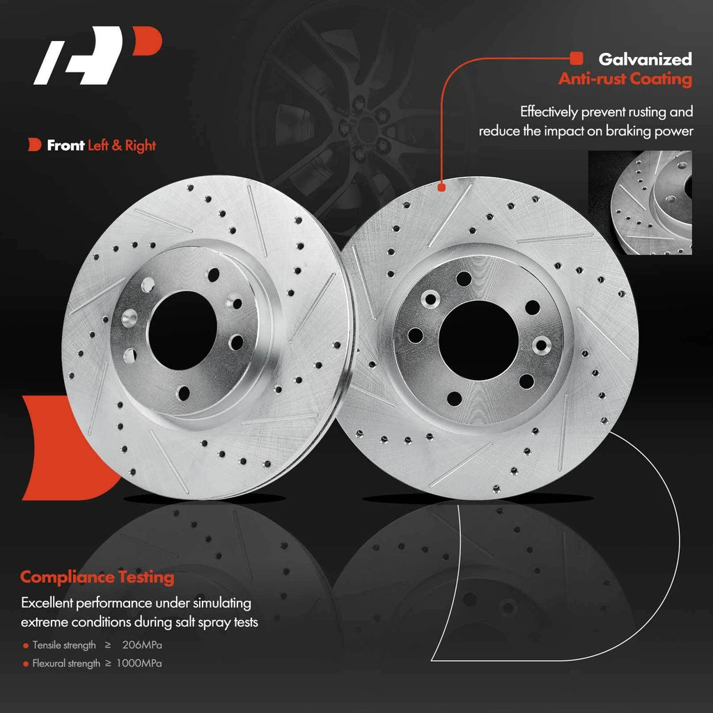 Front Drilled Brake Rotors & Pads for Ford Fusion Mazda 6 Lincoln Zephyr (2006–2012)