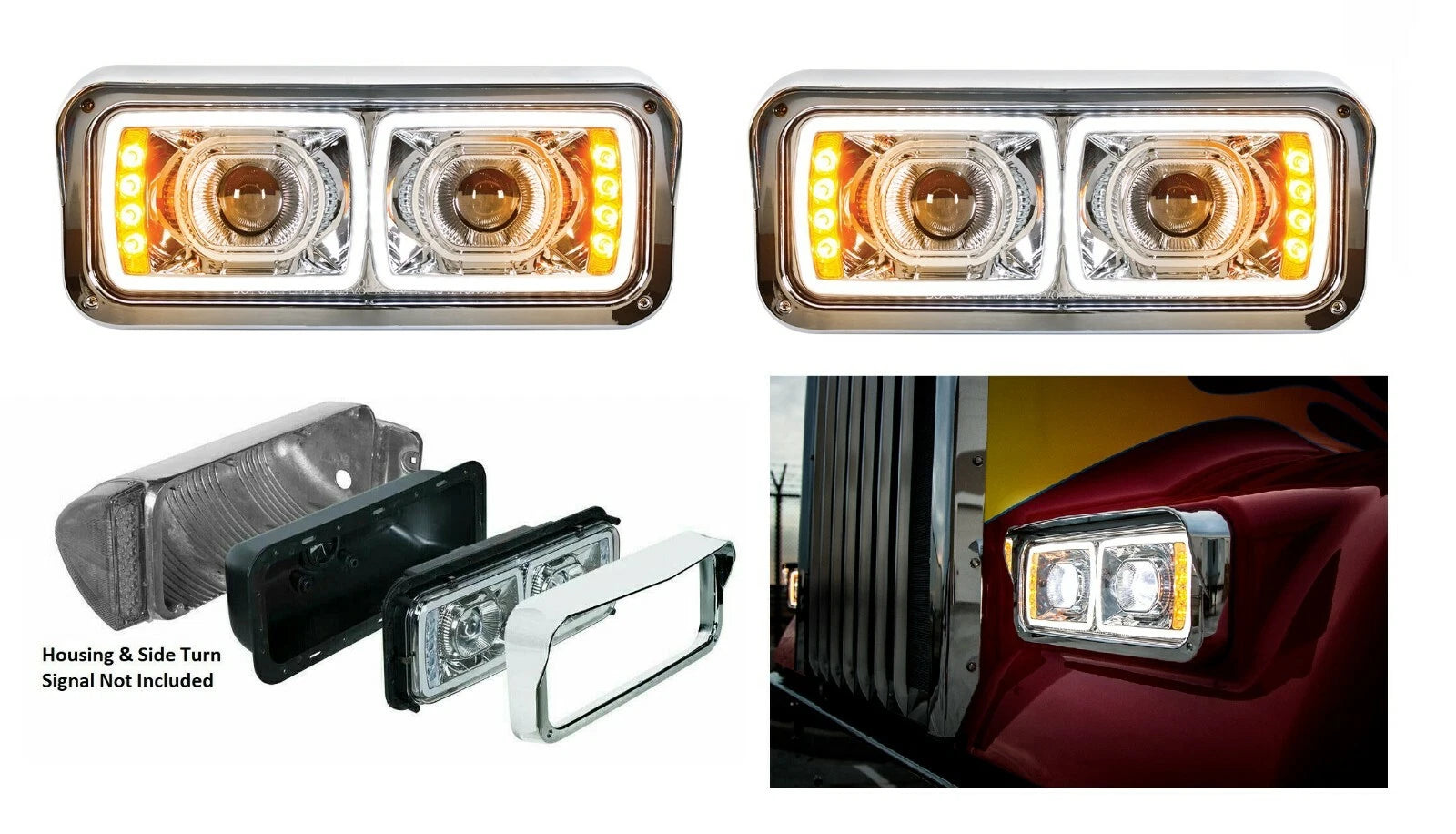 LED Chrome Headlights with LED Turn Signals for Toyota Hilux (2016–2020)