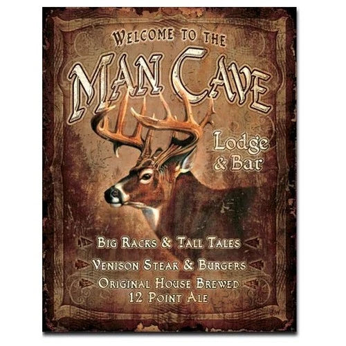 Vintage Replica Tin Metal Sign for Man Cave Deer Buck Hunters Lodge (1868)