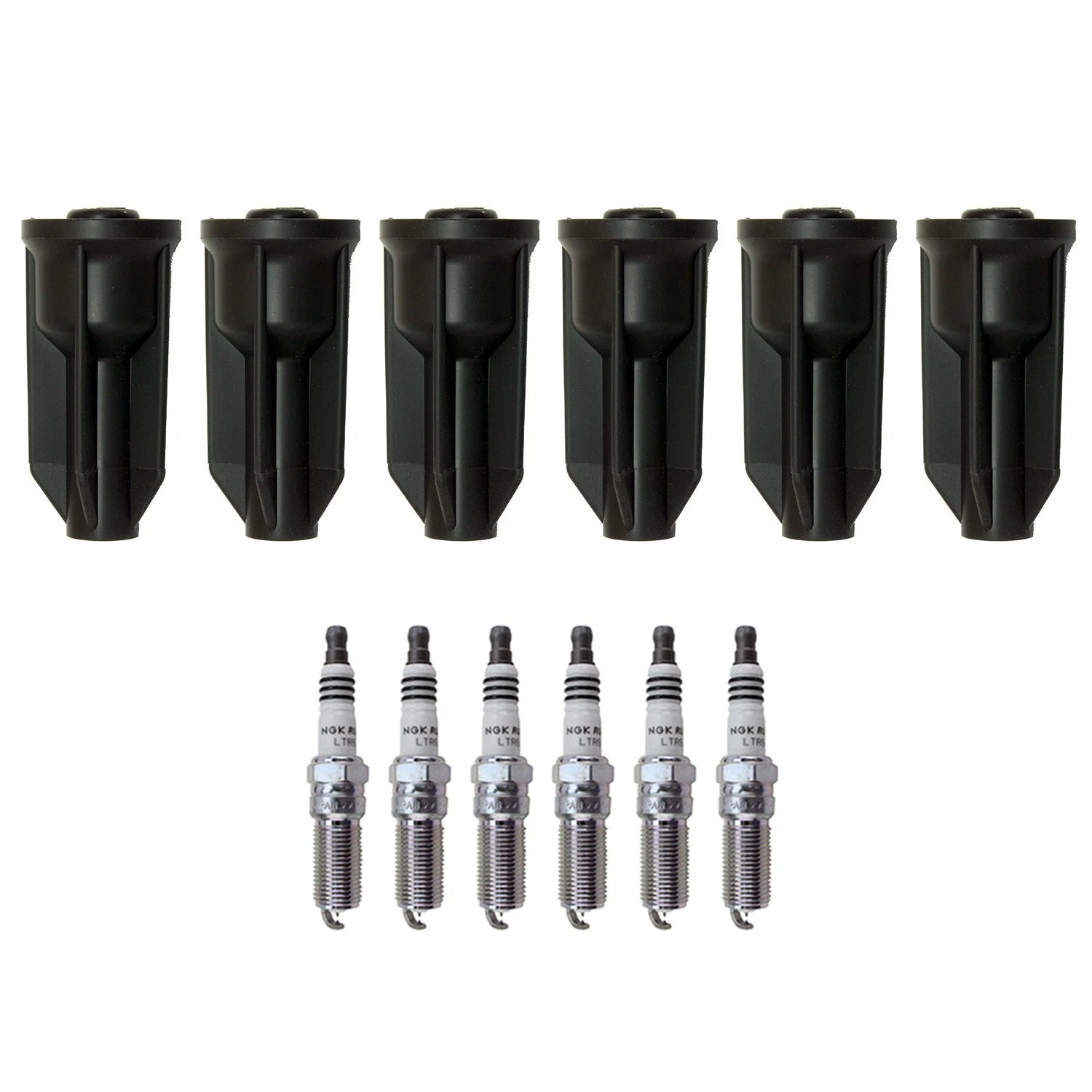 Set of 6 NGK Ruthenium HX Spark Plugs & Coil Boots for Ascender Rainier (2001–2007)