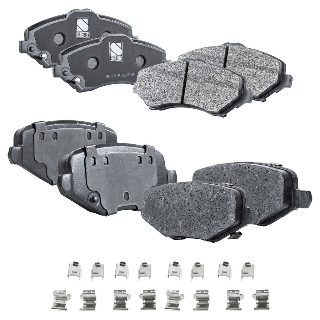 Set of 4 Semi-Metallic Brake Pads for Chrysler Town & Country