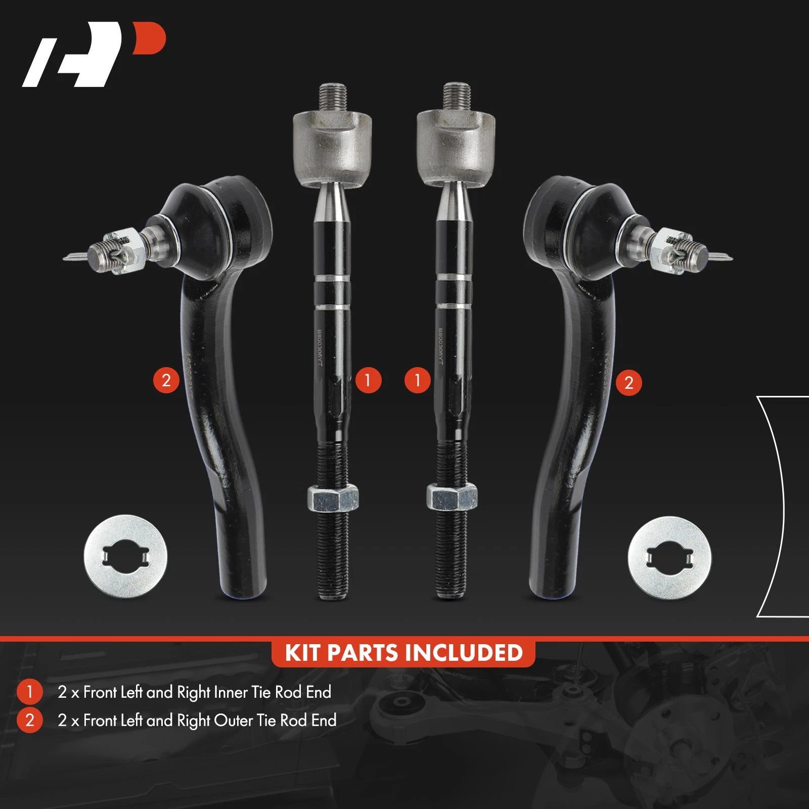 Steering Tie Rod End Set for Toyota Camry 2007-2011 (Front Inner & Outer)