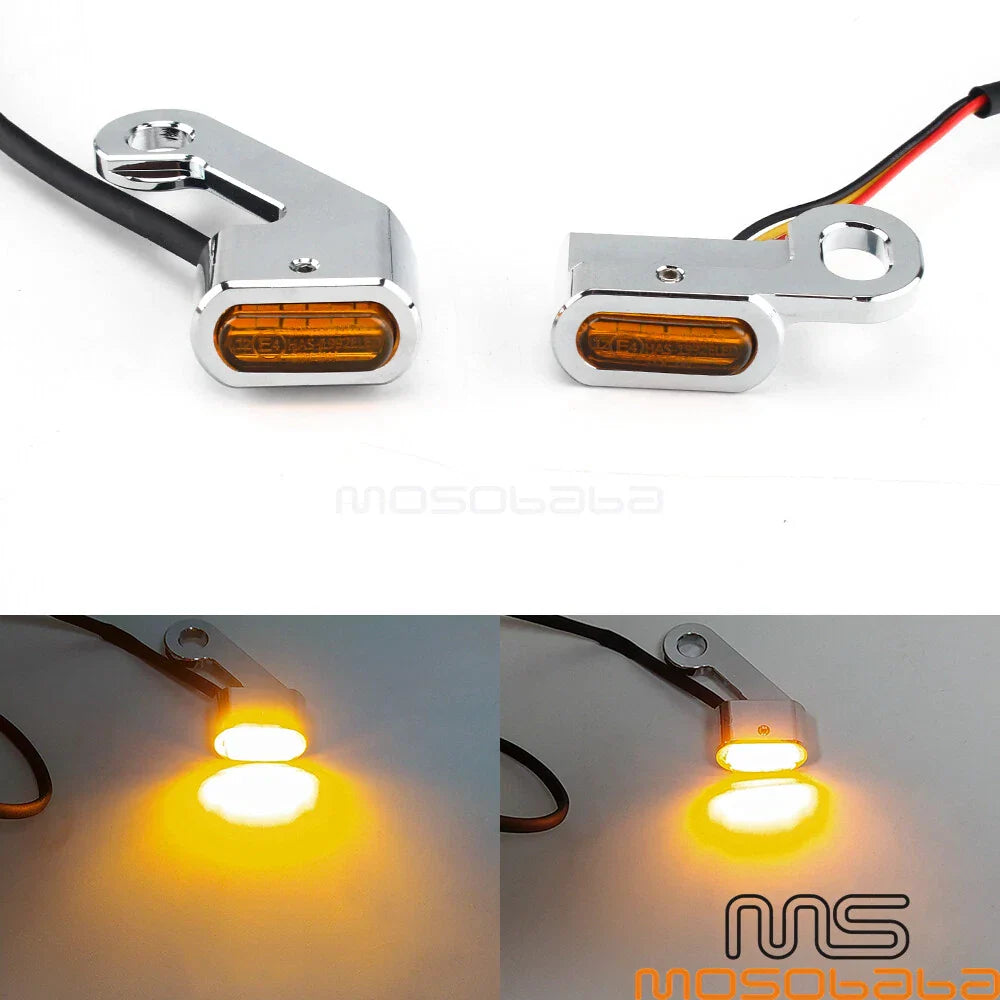 Motorcycle Front LED Mini CNC Turn Signal Lights for Harley Dyna