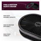 12" Oval Air Cleaner for SBC BBC Chevy (4 Barrel Carburetor, 5-1/8" Neck)