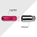 Set of 20 M12X1.5 Pink JDM Open End Conical Wheel Lug Nuts + 20mm Extension