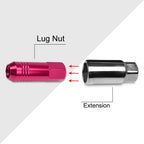Set of 20 M12X1.5 Pink JDM Open End Conical Wheel Lug Nuts + 20mm Extension
