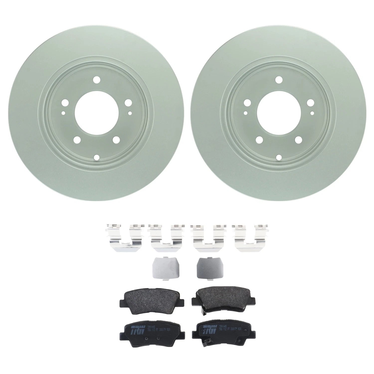 Set of 2 Bosch QuietCast Rear Rotors & TRW Pro Organic Disc Brake Pads for Azera Optima (2006–2015)