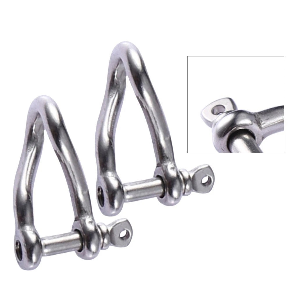 Screw Pin Twisted Shackle 8x10mm Stainless Steel for Boat and Outdoor Use