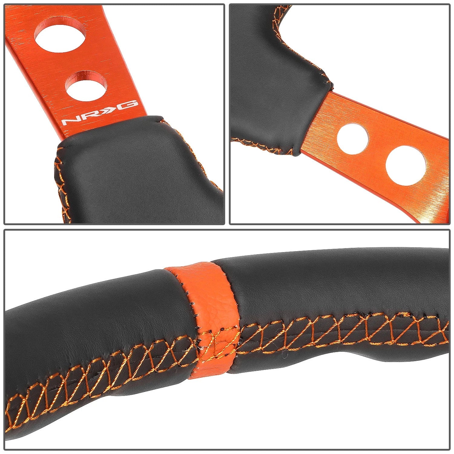 NRG Innovations RST-006OR 350mm Deep Dish Leather Steering Wheel for Universal