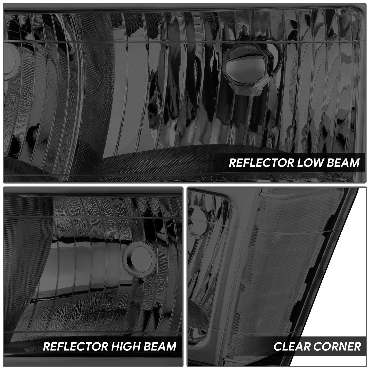 Smoked Lens Clear Reflector Headlights for GMC Canyon, Chevrolet Colorado (2004–2012)