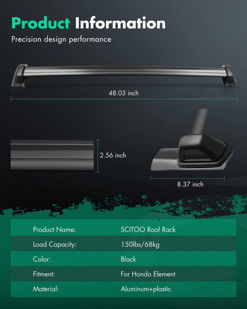 2X Roof Rack Cross Bars for Honda Element (2003–2011)