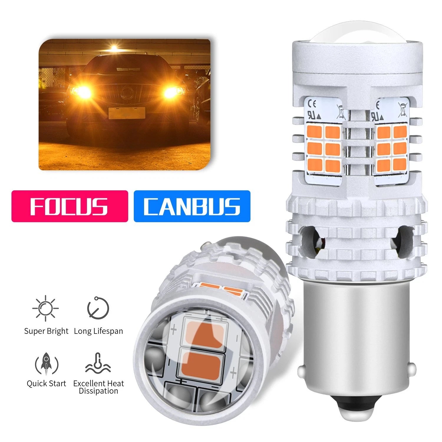 2X LED Turn Signal Bulbs for Toyota Pickup Previa RAV4 Sienna (1990–2000)