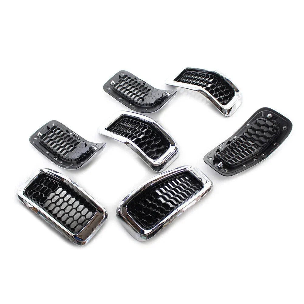 Chrome Honeycomb Grille Inserts Cover Trim for Jeep Cherokee (2014-2018)