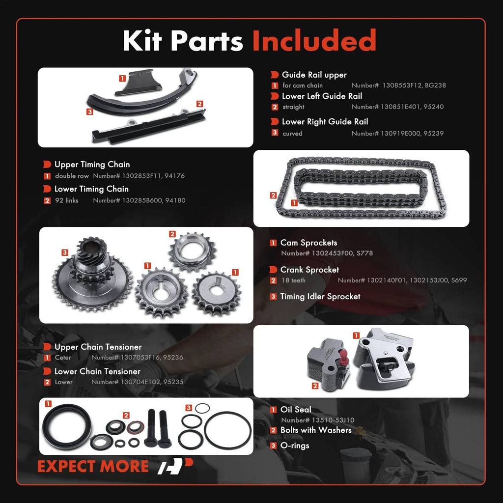 14x Timing Chain Kit for Nissan 240SX (1991–1998)