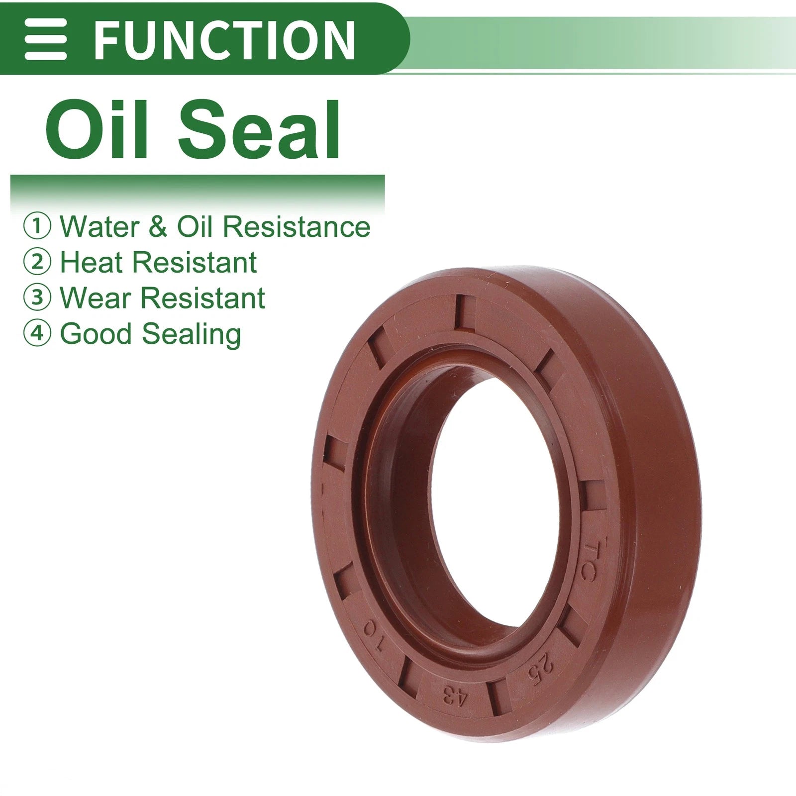 Set of 5 Oil Seal Rotary Shaft Seal FKM Rubber 25x43x10mm