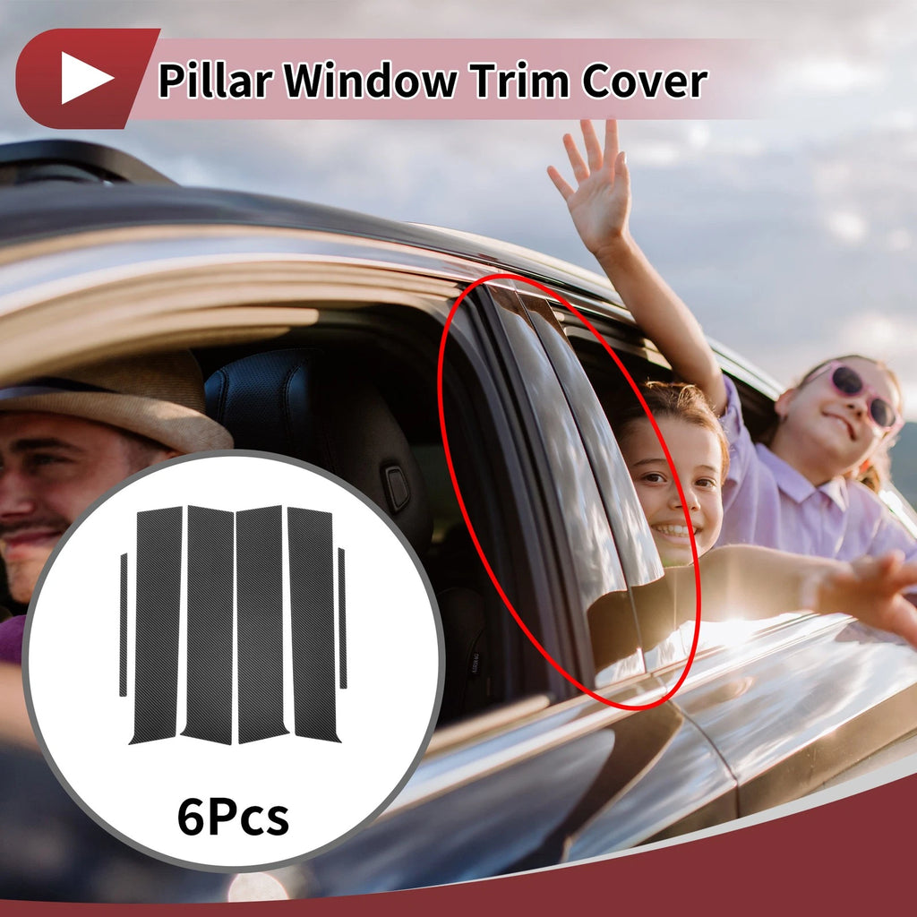 6 Pcs Car Door Pillar Window Trim for Toyota Aqua (2011–2019) Carbon Fiber