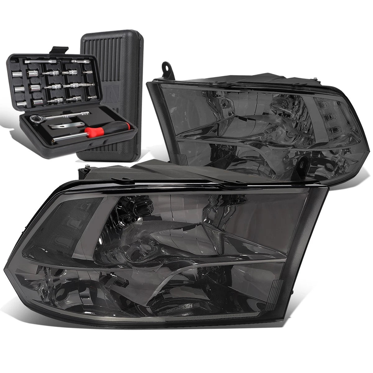 Smoked/Clear Side Headlight Lamps for Dodge Ram Pickup (2009–2018)