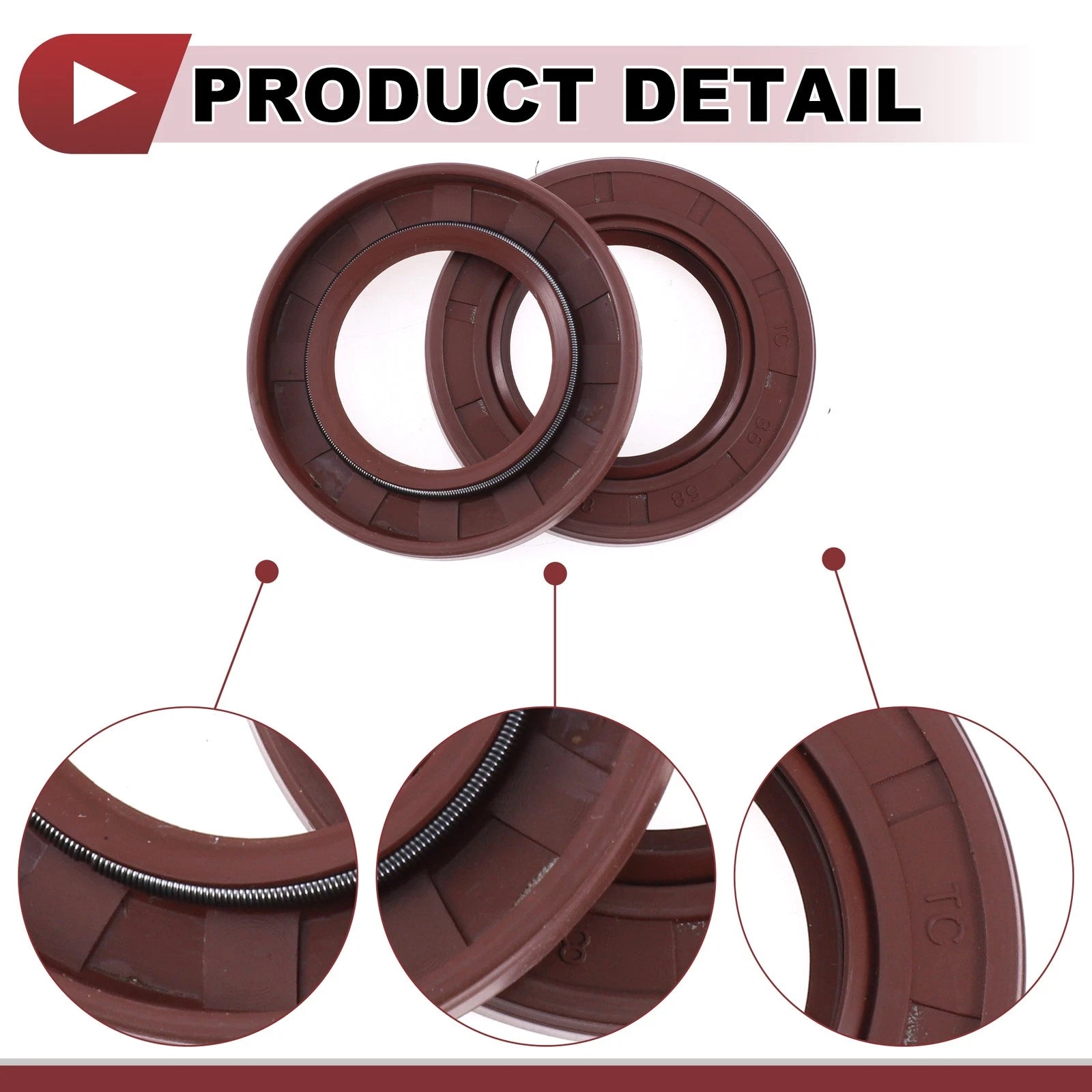 2X Oil Seal Rotary Shaft Seal FKM Rubber 35x58x8mm for Various Models 