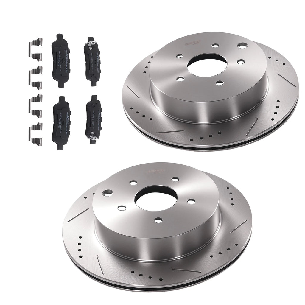 Rear Brake Rotors & Ceramic Pads for Infiniti FX35 FX37 FX45 JX35 M35H M37 M56 (2003–2013)